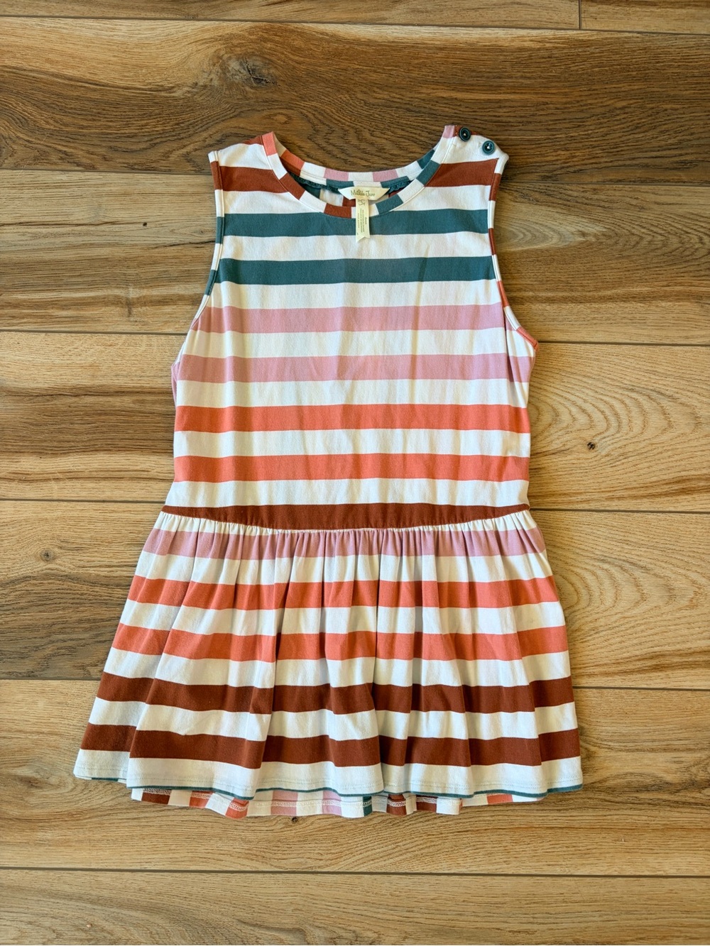 Matilda Jane Striped Sleeveless Knit tank Top in Pink, Teal, Rust, Brown & Cream